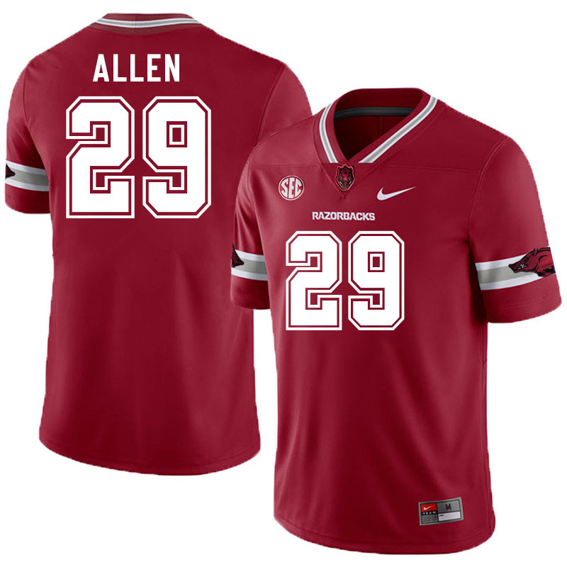 Men #29 Jaden Allen Arkansas Razorbacks College Football Jerseys Stitched-Alternate Cardinal